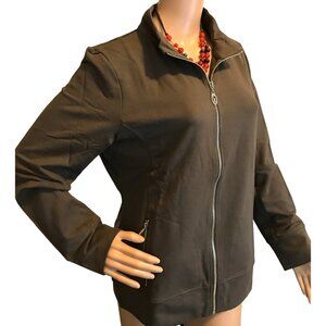 Christine Alexander LARGE Brown Cotton Blend Track Jacket Gym Yoga Dance coat